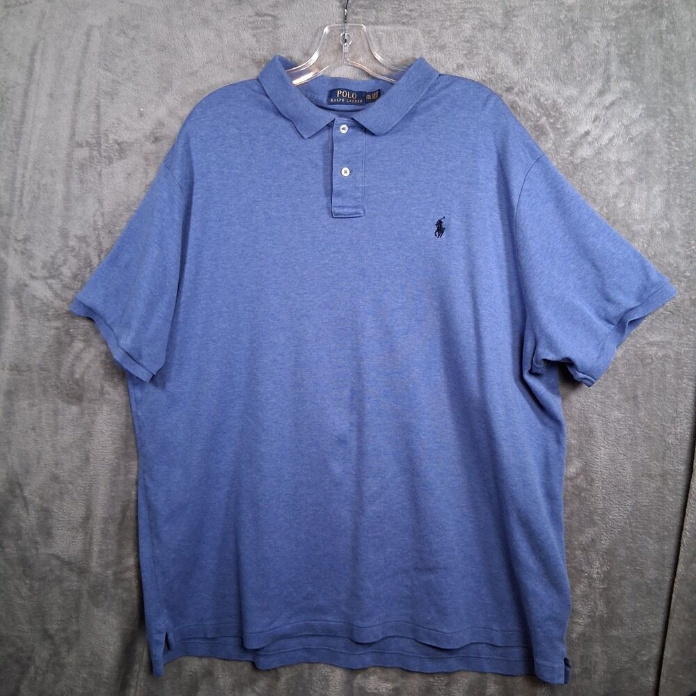 Polo Ralph Lauren Polo Shirt Mens XXL Blue‎ Stretch 100% Cotton Blue Pony